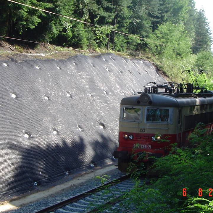 Optimization of the rail route Plzeň - Stříbro, SO 48-33-01 Pňovany - Vranov u Stříbra, Slope stabilization in km 37.280